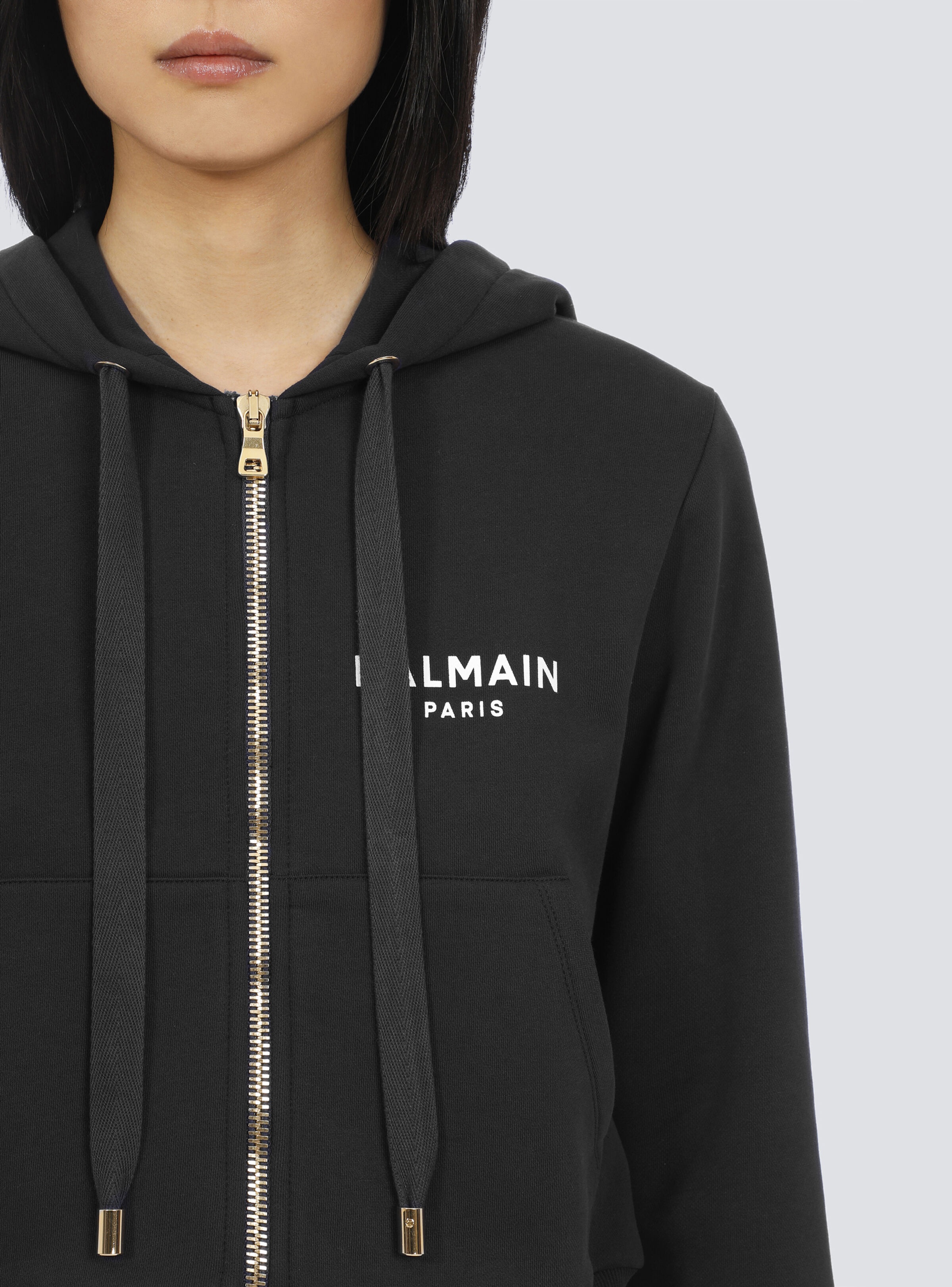 Cropped cotton sweatshirt with Balmain logo - 7