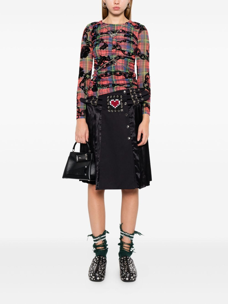 Chopova Lowena chain-print plaid blouse outlook