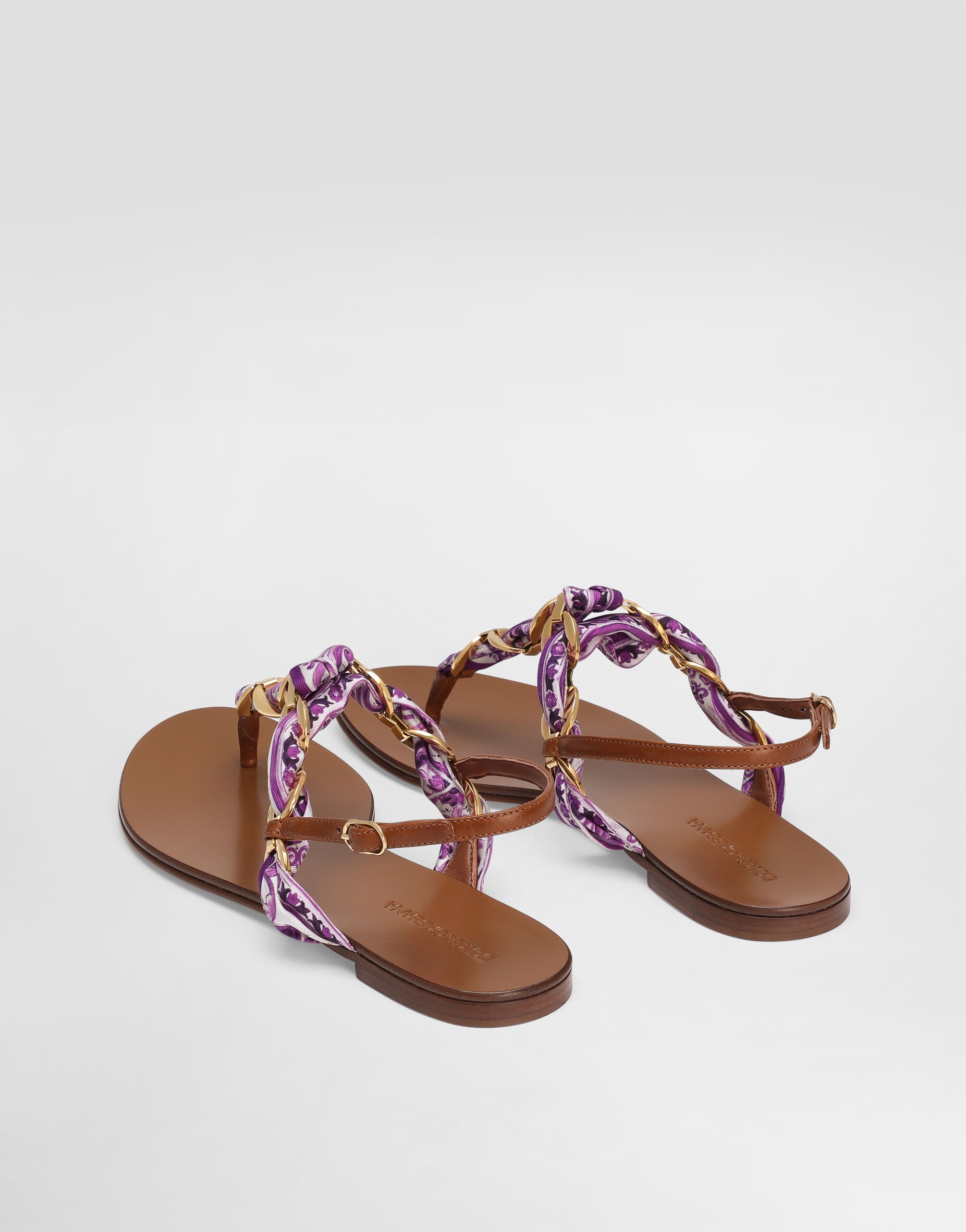 Majolica-print twill flip-flops - 3