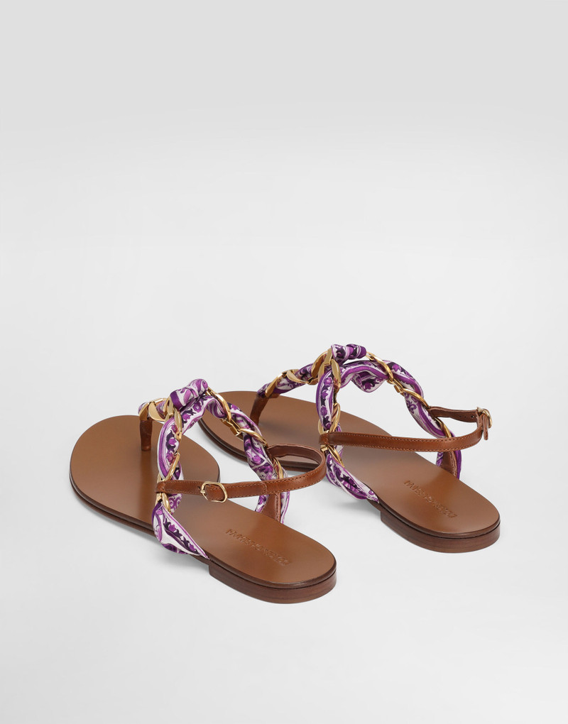 Dolce & Gabbana Majolica-print twill flip-flops outlook