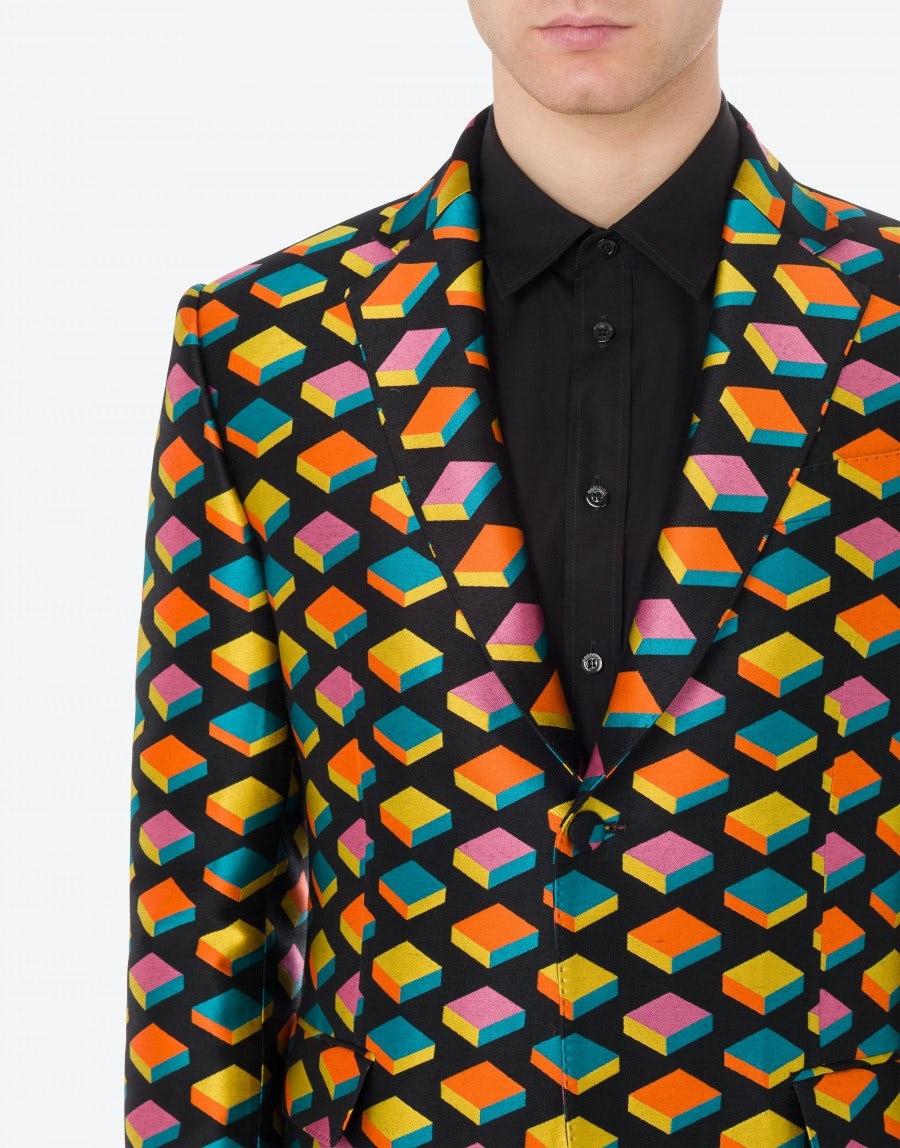 JACQUARD CUBE WOOL-BLEND JACKET - 4