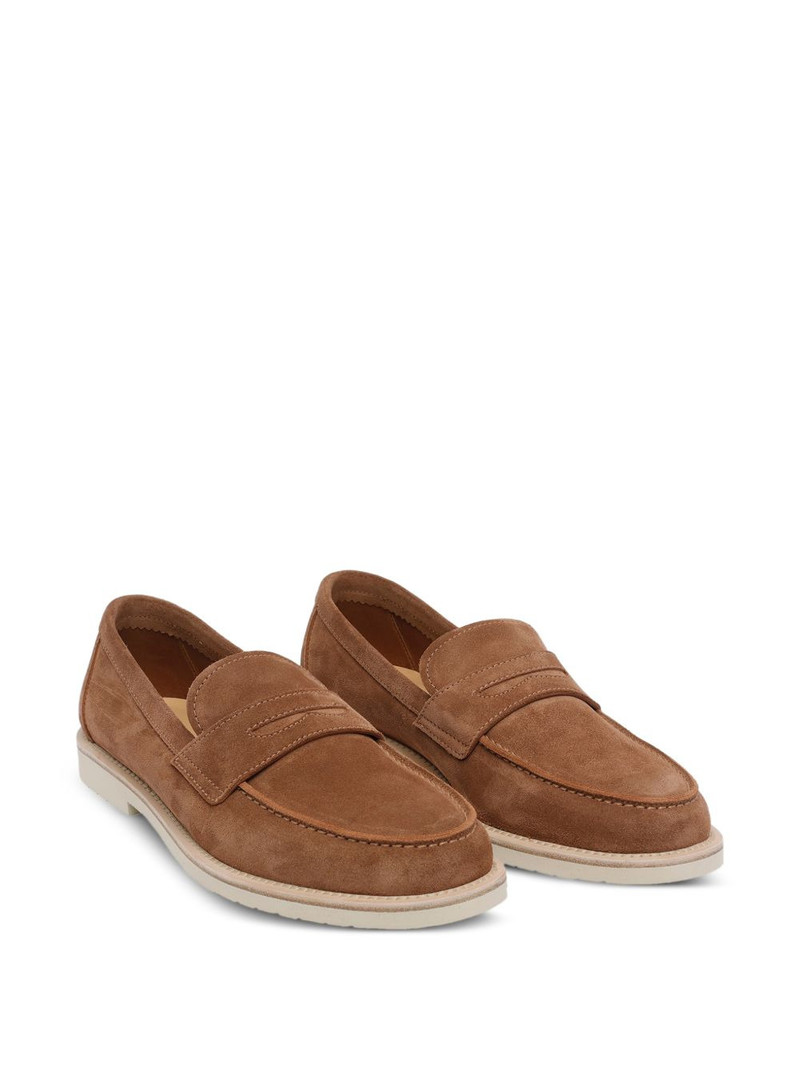 Brunello Cucinelli round toe suede loafers outlook