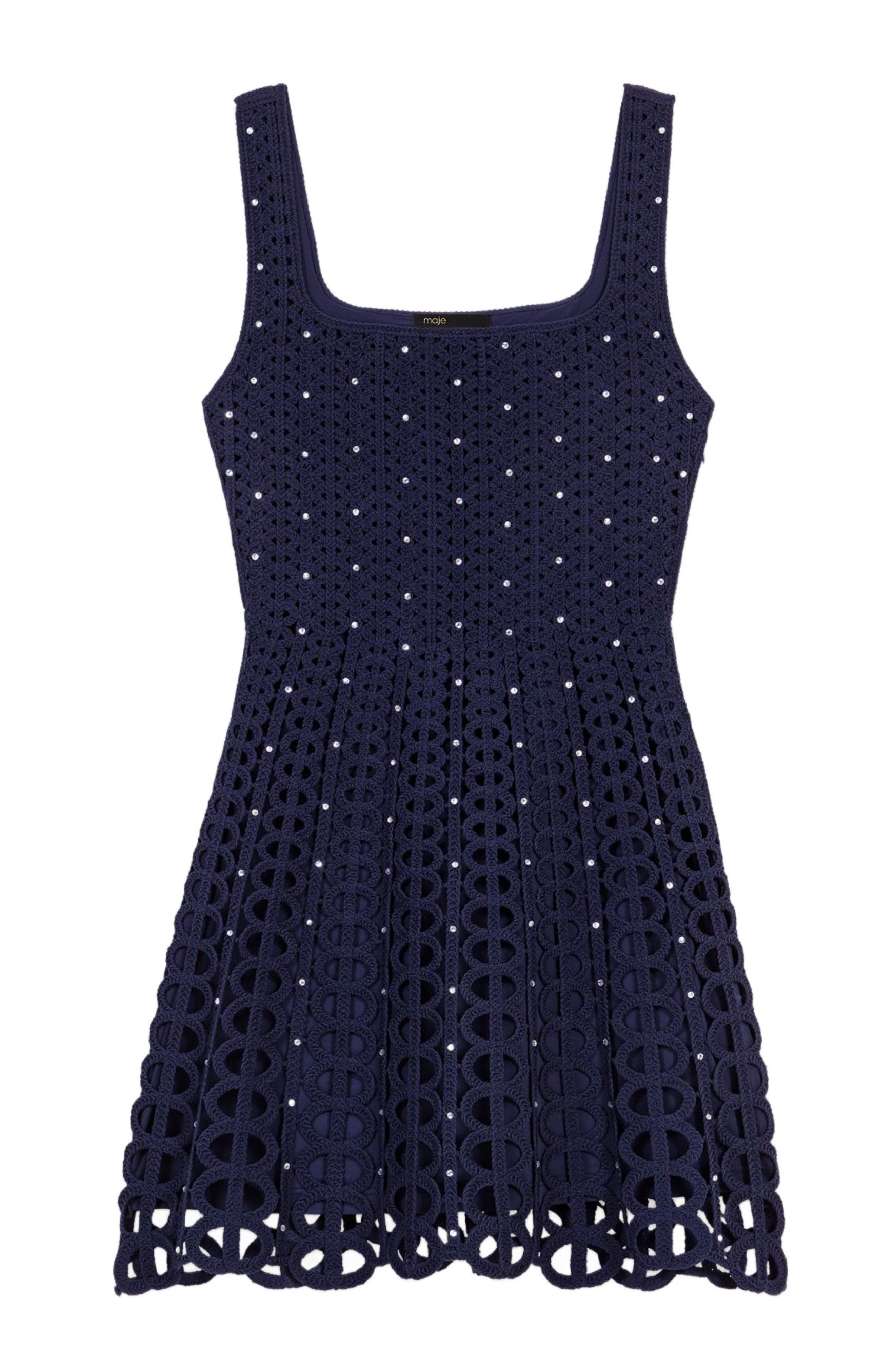 maje Rhinestone crochet short dress in Navy at Nordstrom - 7