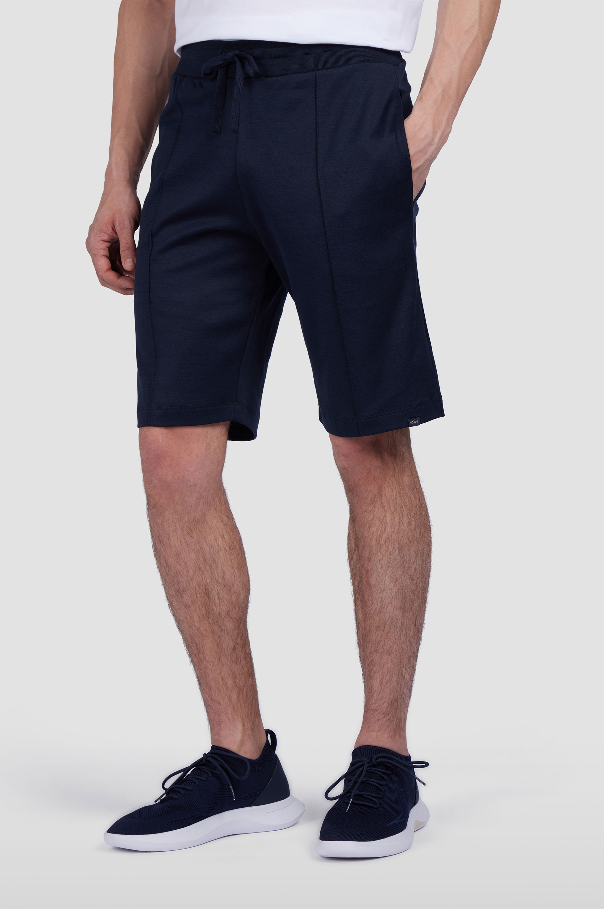 COTTON AND SILK FLEECE BERMUDA SHORTS - 6