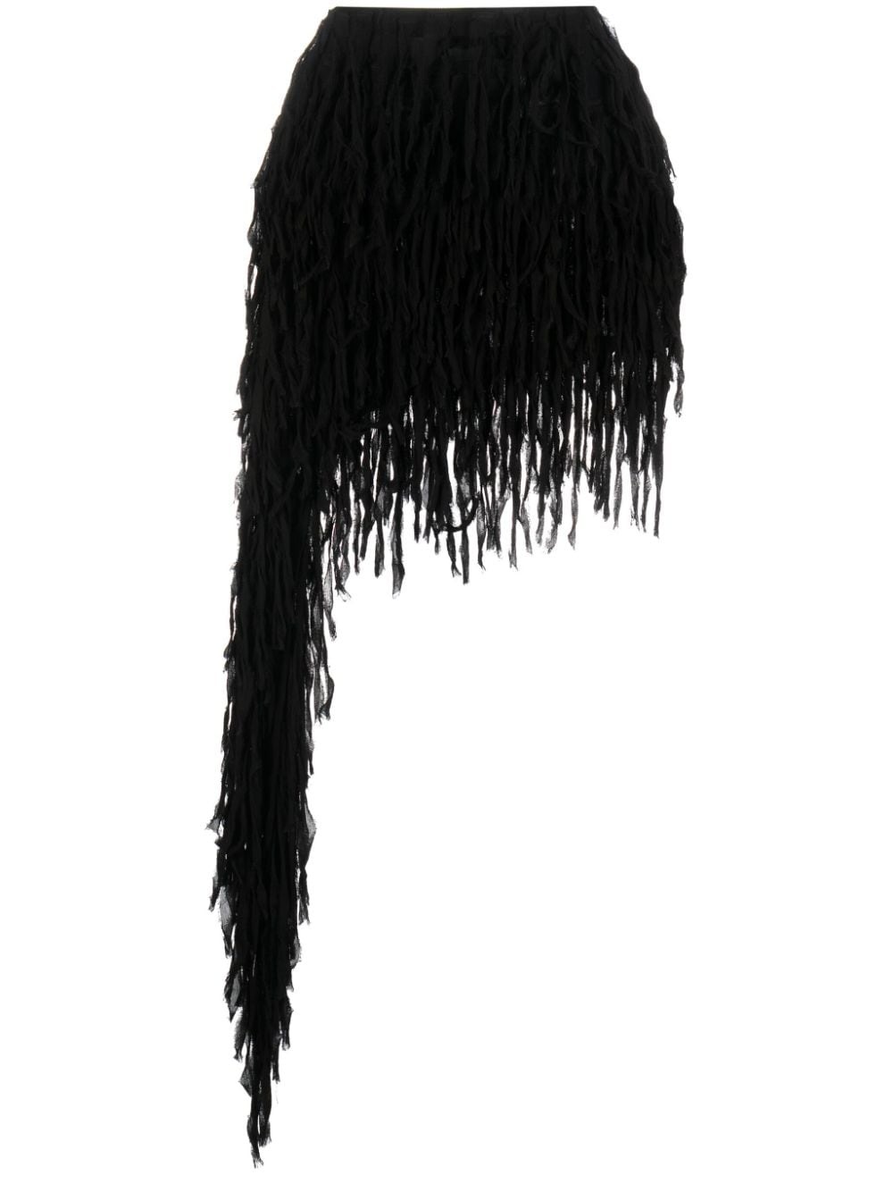 fringed asymmetric miniskirt - 1