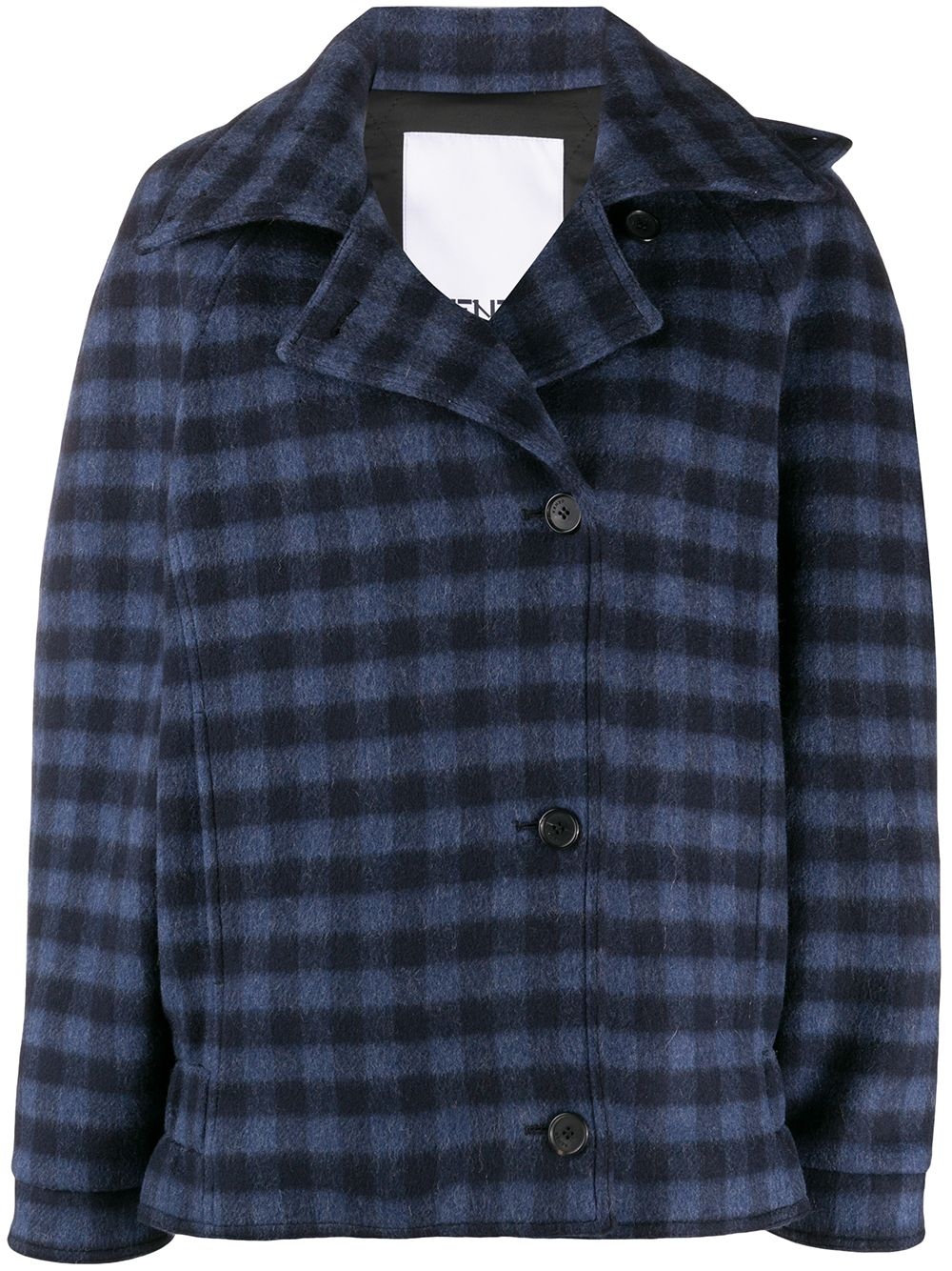 off-centre fastening checked jacket - 1