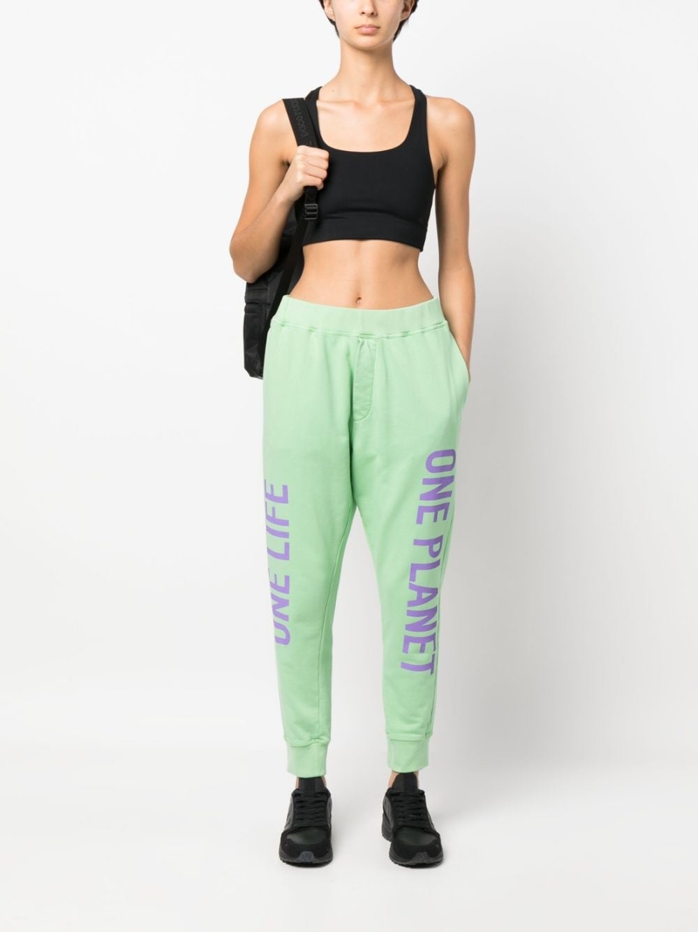 slogan-print cotton track pants - 2