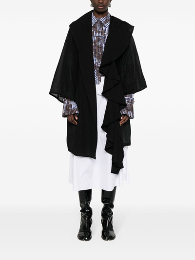 Yohji Yamamoto textured draped midi coat outlook