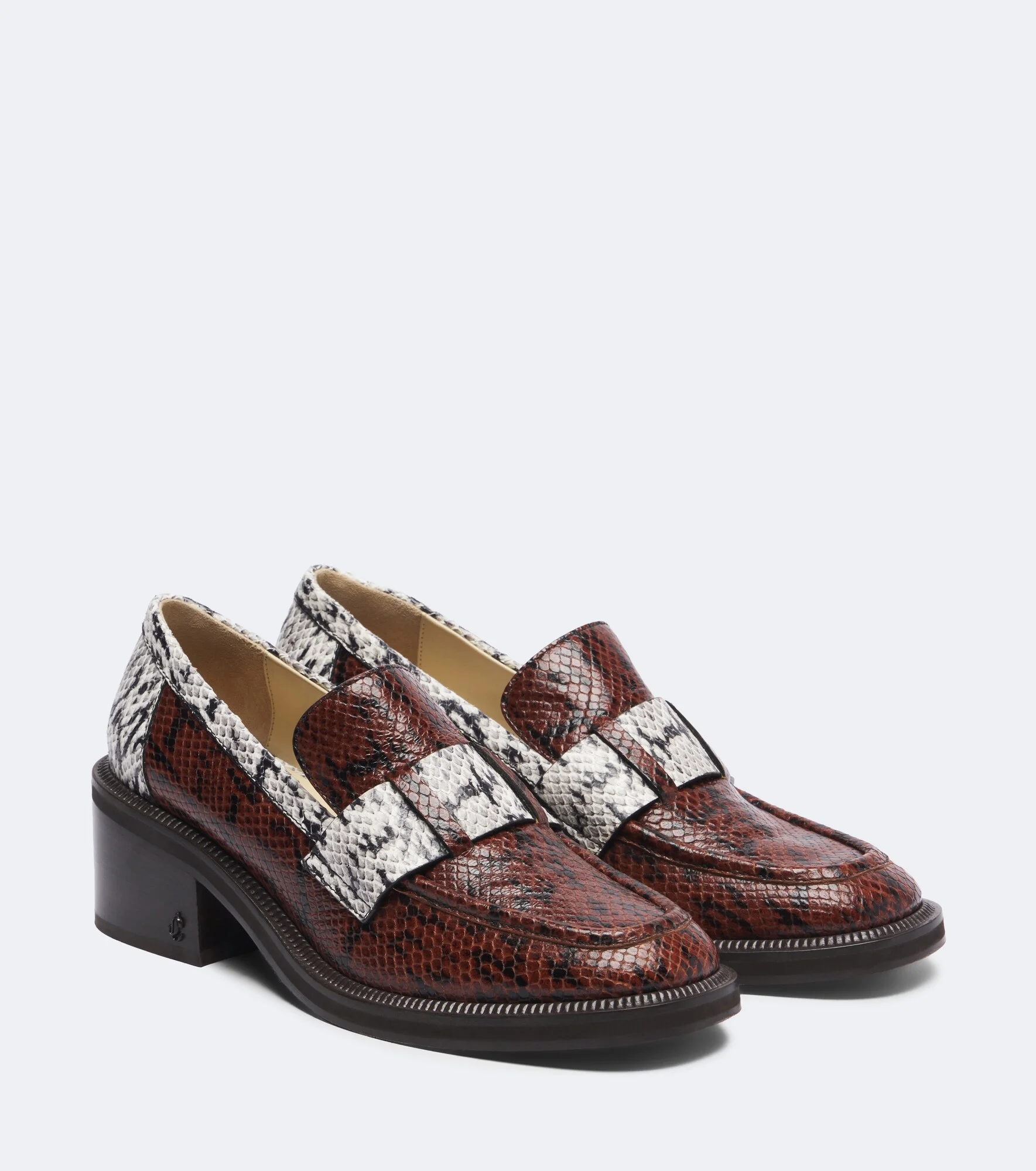 Tylor snake-effect leather loafer pumps - 1