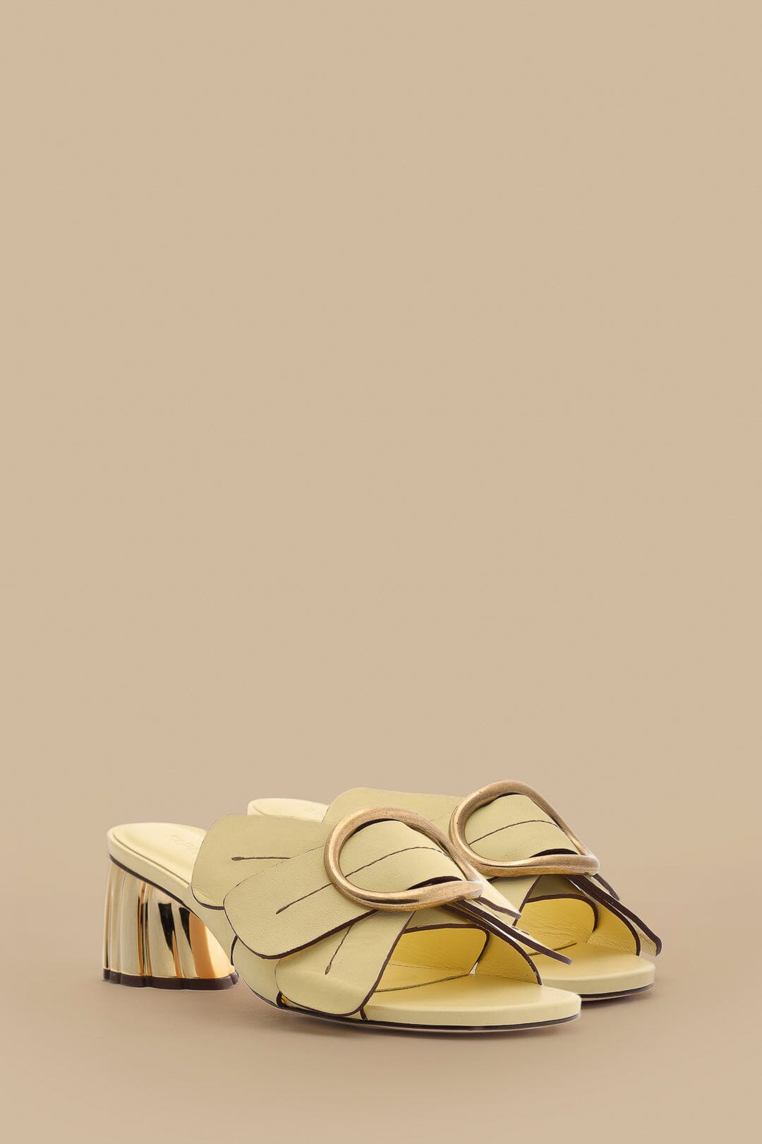 Banana Yellow Daisy Heeled Mule - 3