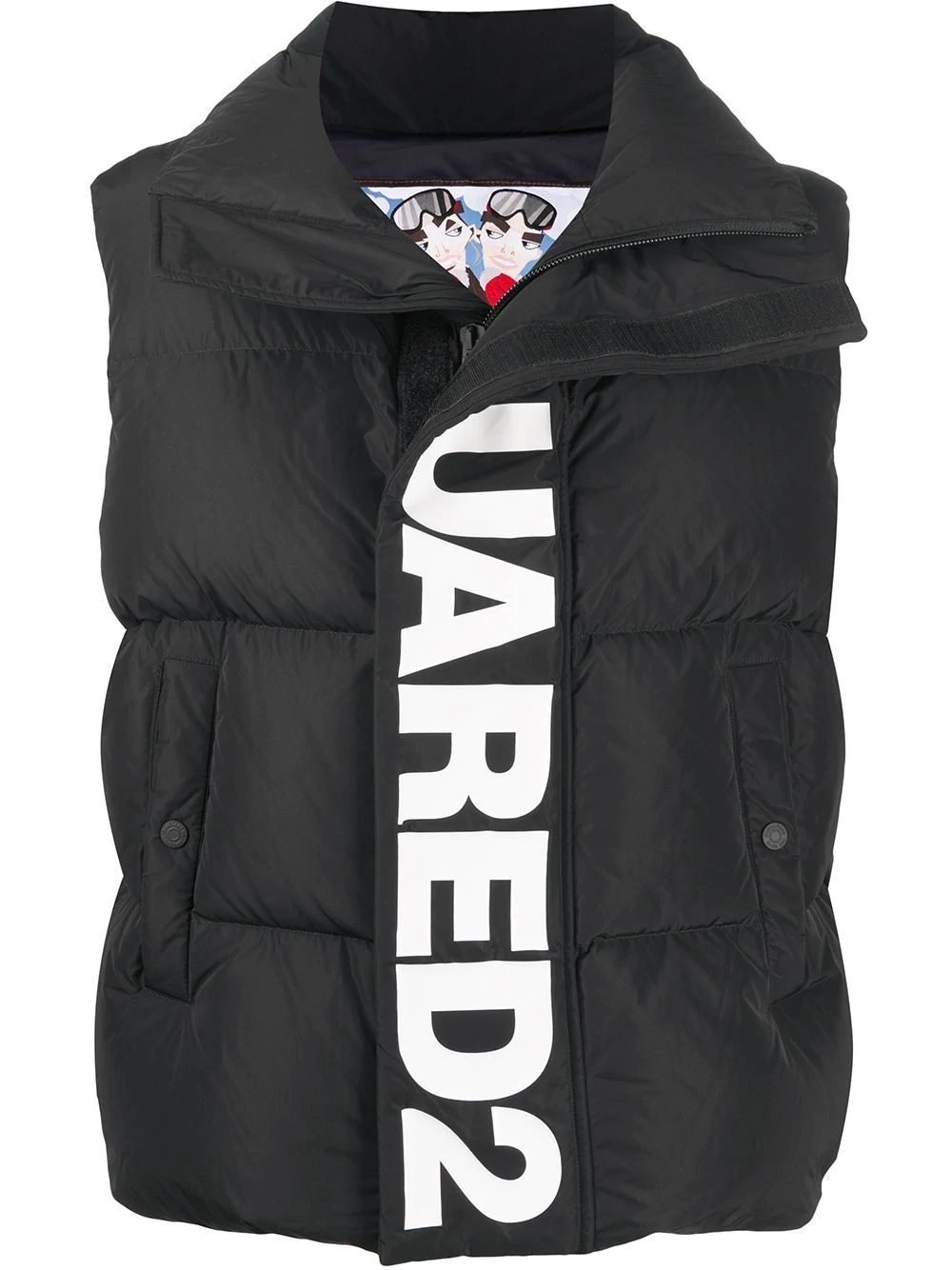 logo print padded gilet - 1