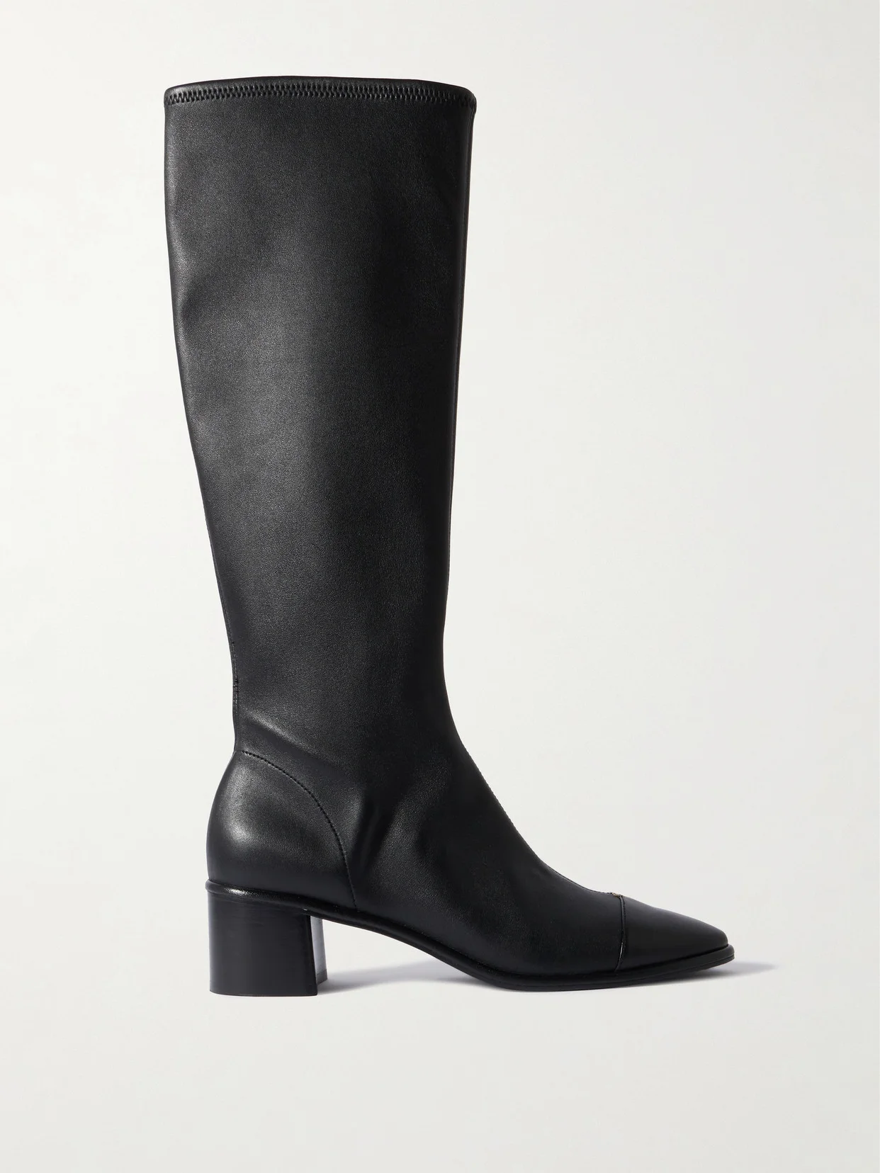 Paneled Leather Knee Boots - 1