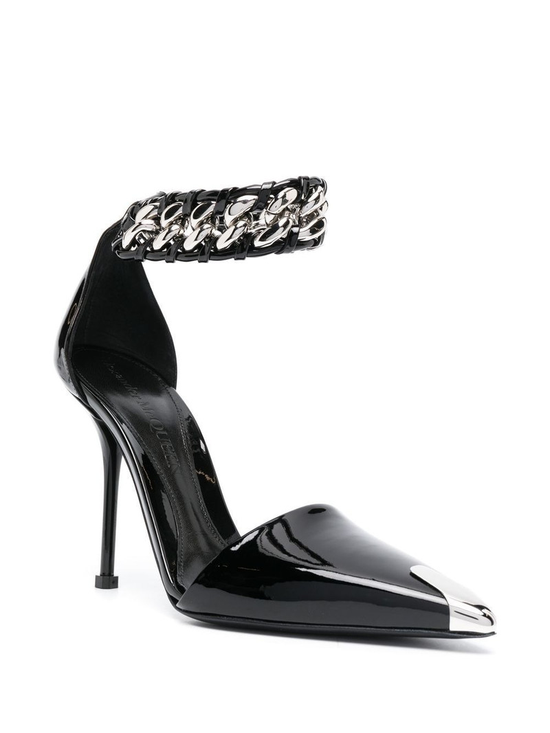 Alexander McQueen 105mm chain-trim leather pumps outlook