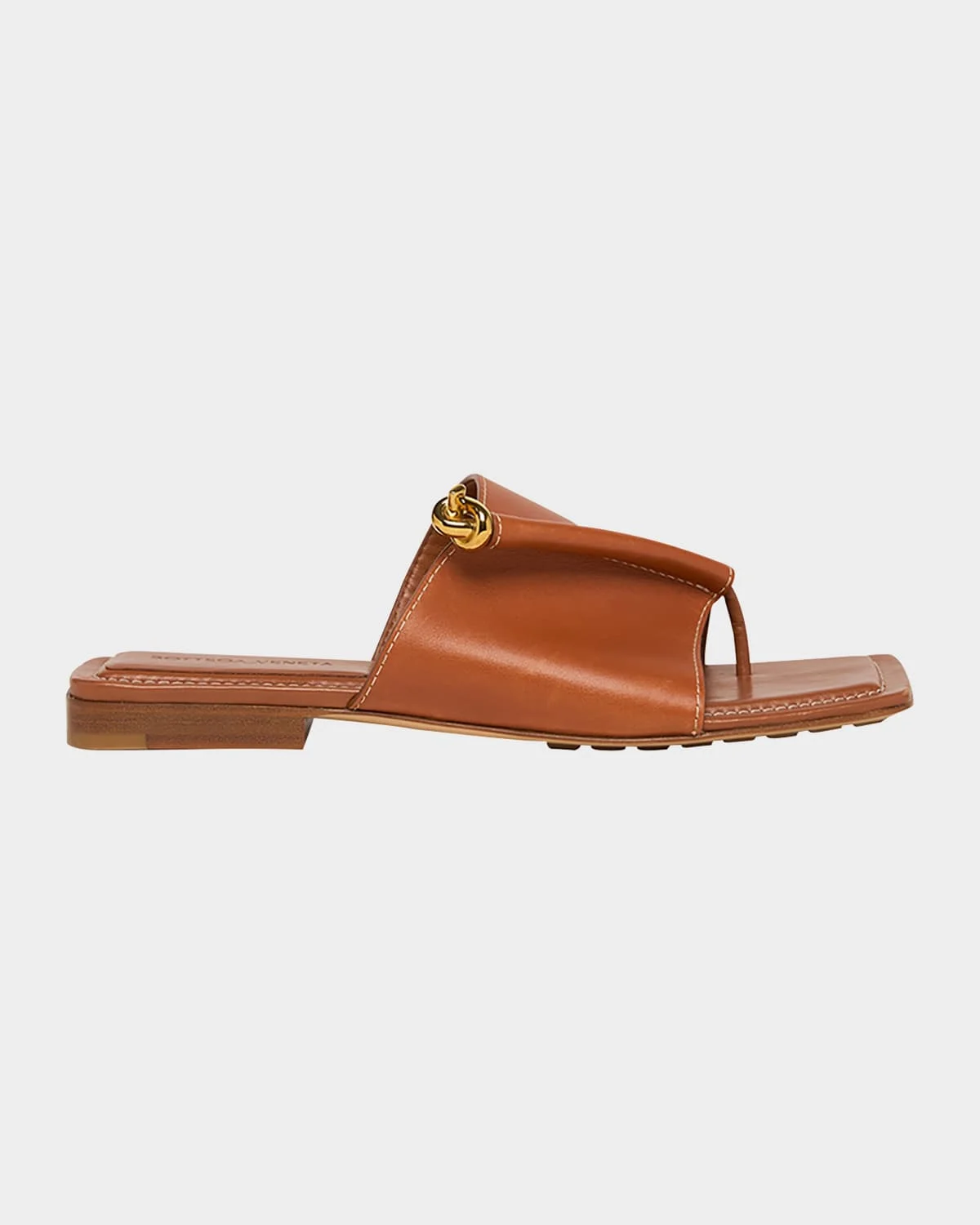 Leather Knot Flat Sandals - 1
