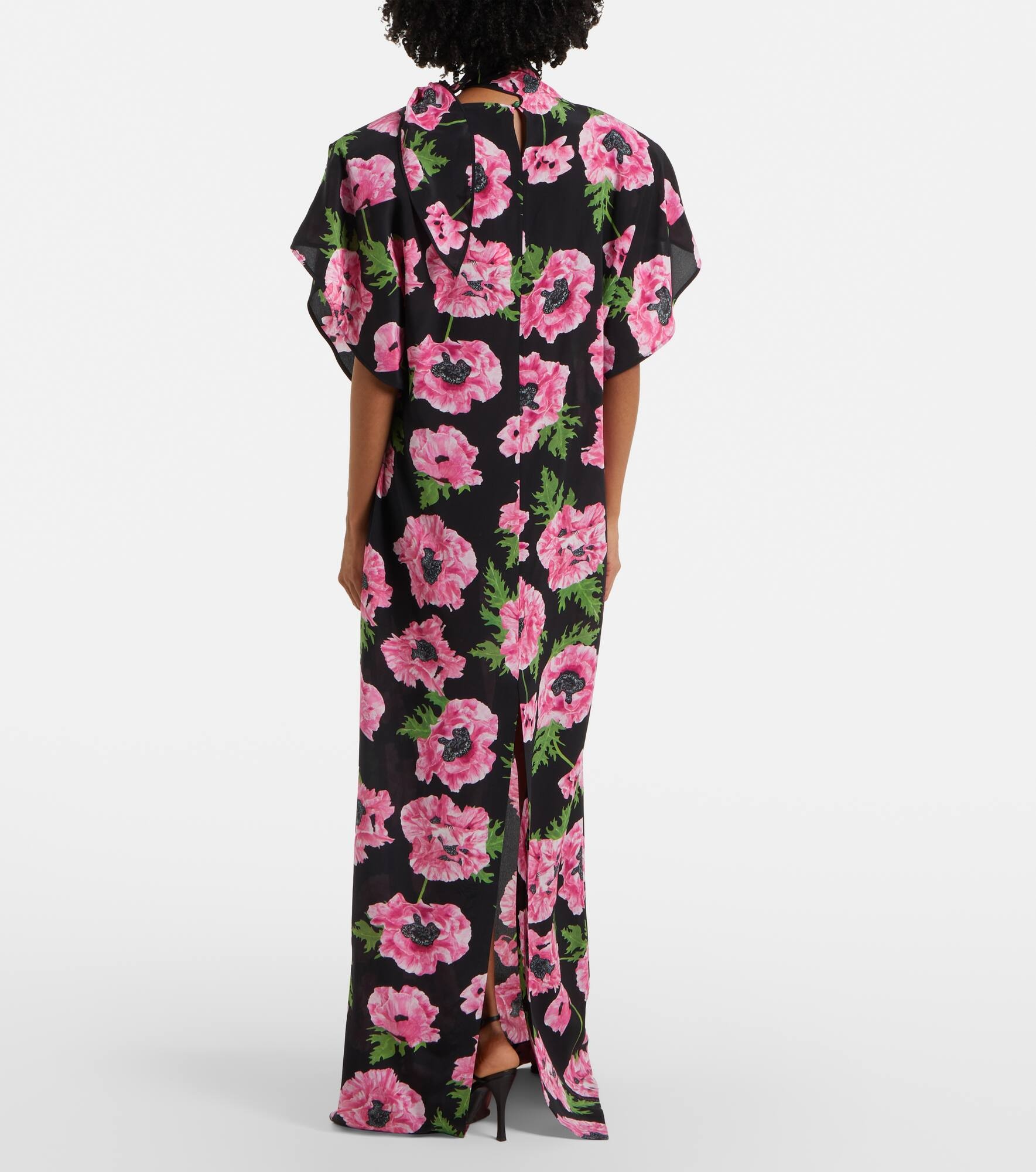 Floral printed silk maxi dress - 3