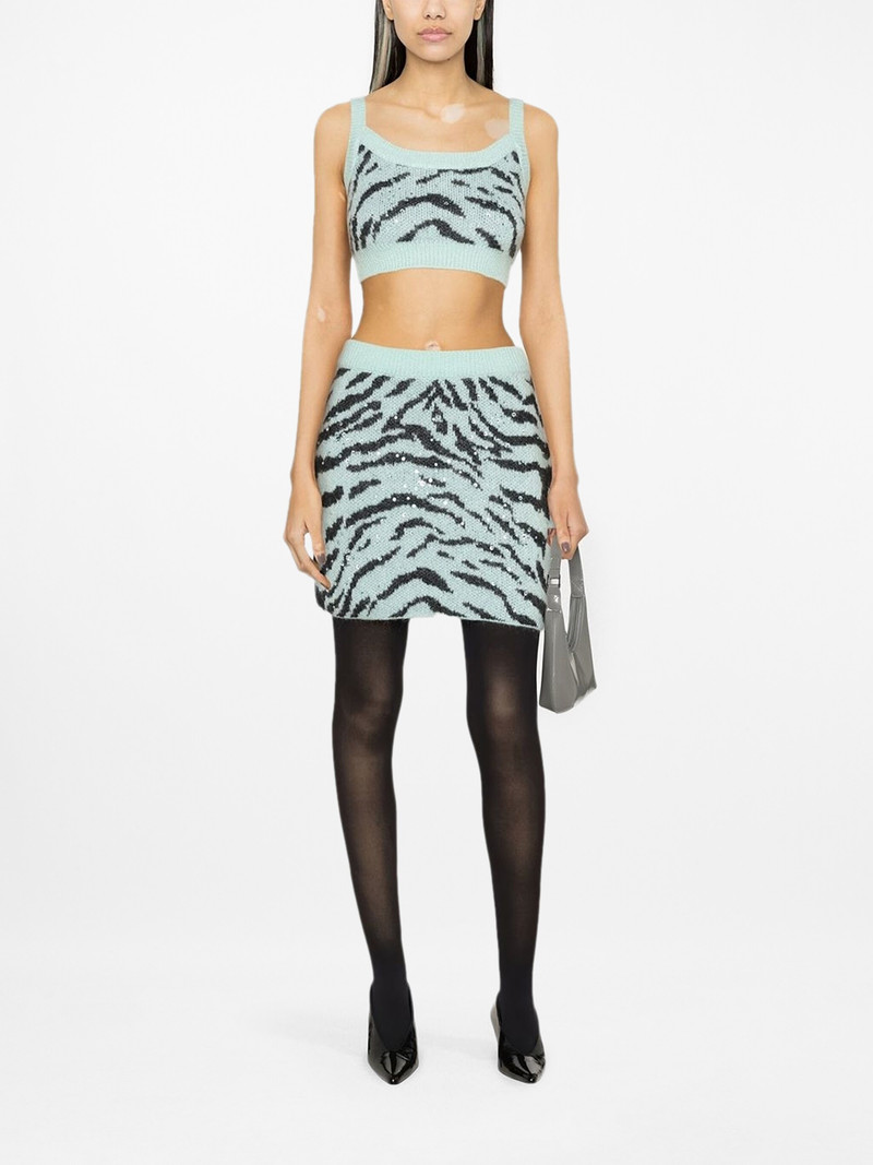 Alessandra Rich zebra intarsia knitted miniskirt outlook