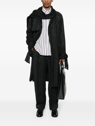 Yohji Yamamoto single-breasted attached-scarf coat outlook