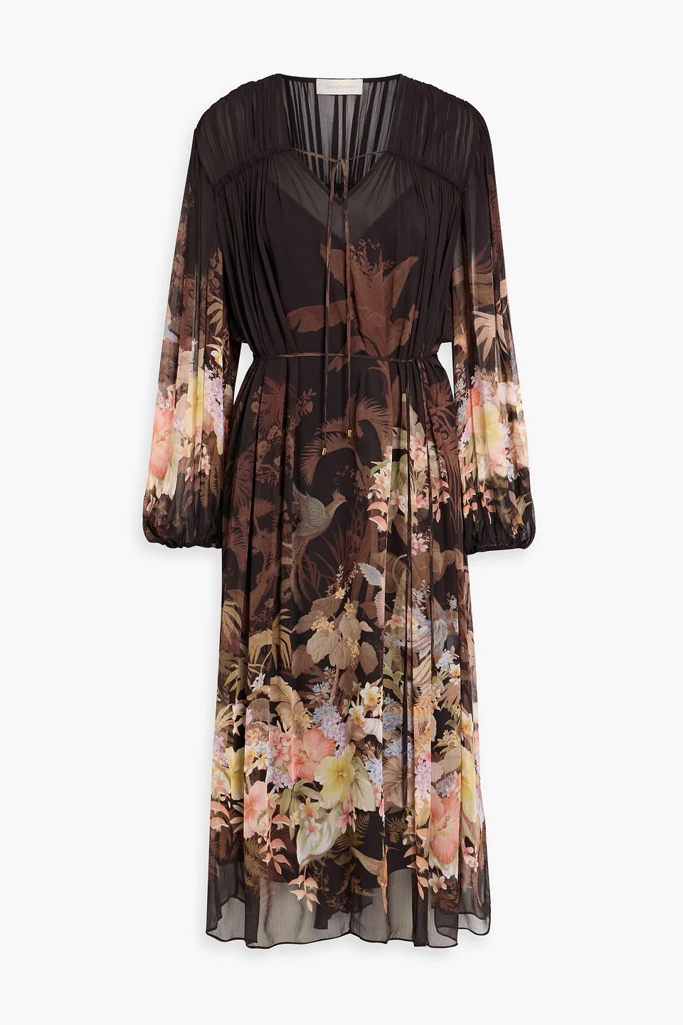 Floral-print crepon midi dress - 1