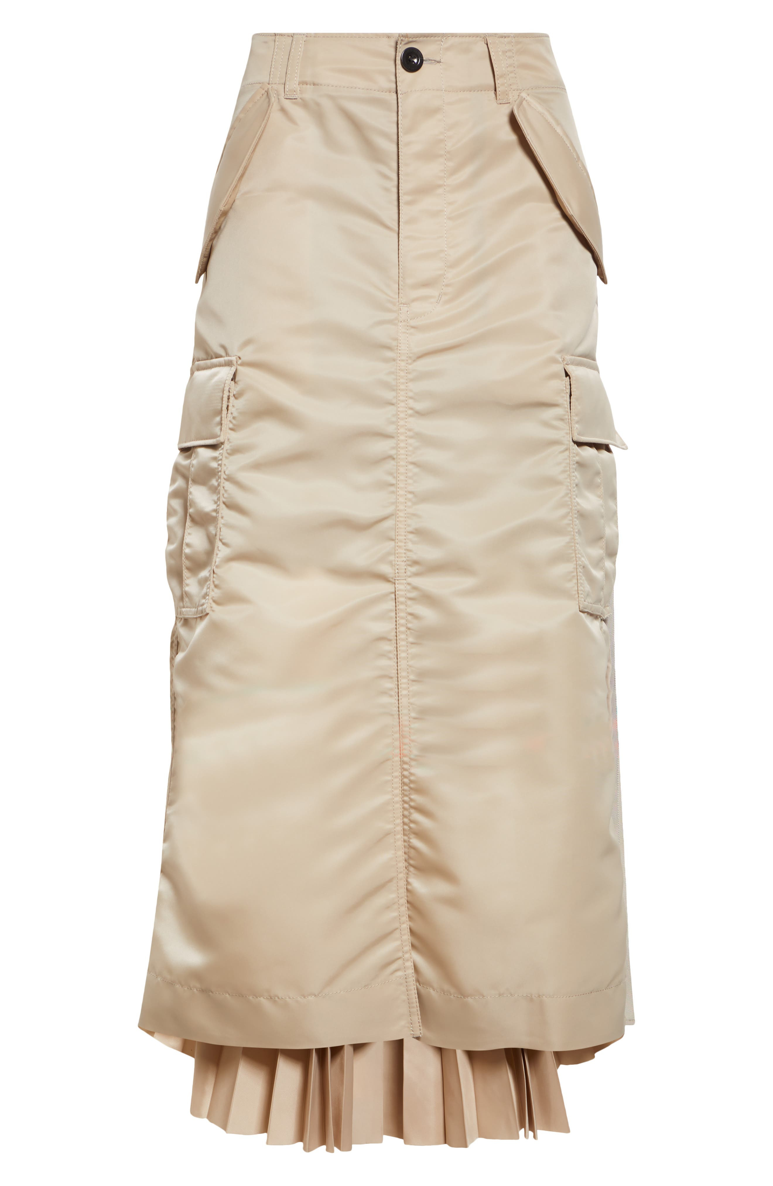 Sacai Insulated Nylon Twill Midi Cargo Skirt in Beige 651 at Nordstrom - 6
