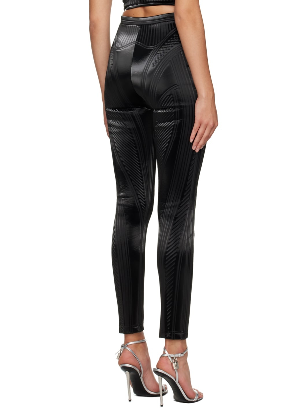 Black Embossed Leggings - 3