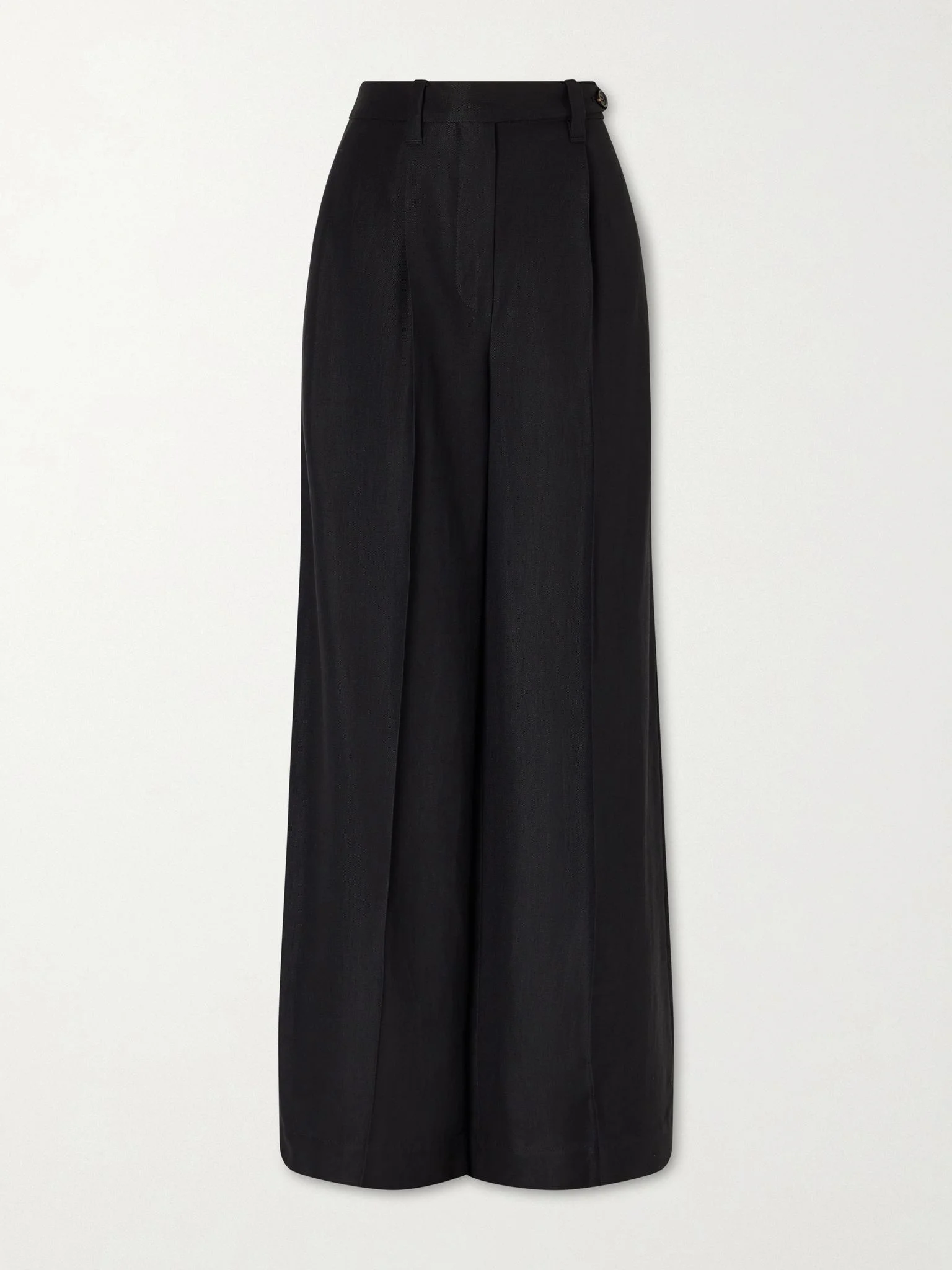 Pleated woven wide-leg pants Black - 1