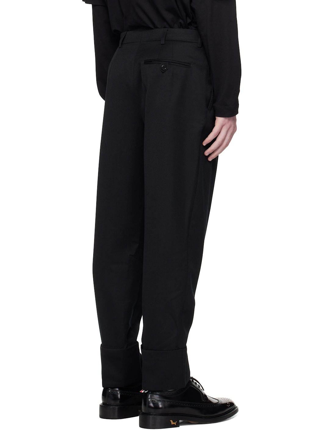 Black Cuffed Straight Leg Trousers - 3