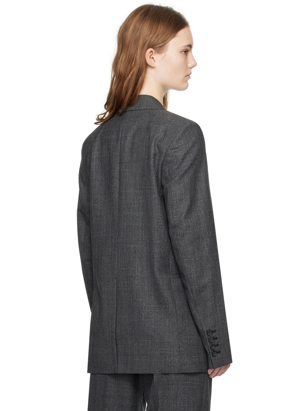 Gray Off-Center Wrap Blazer - 3