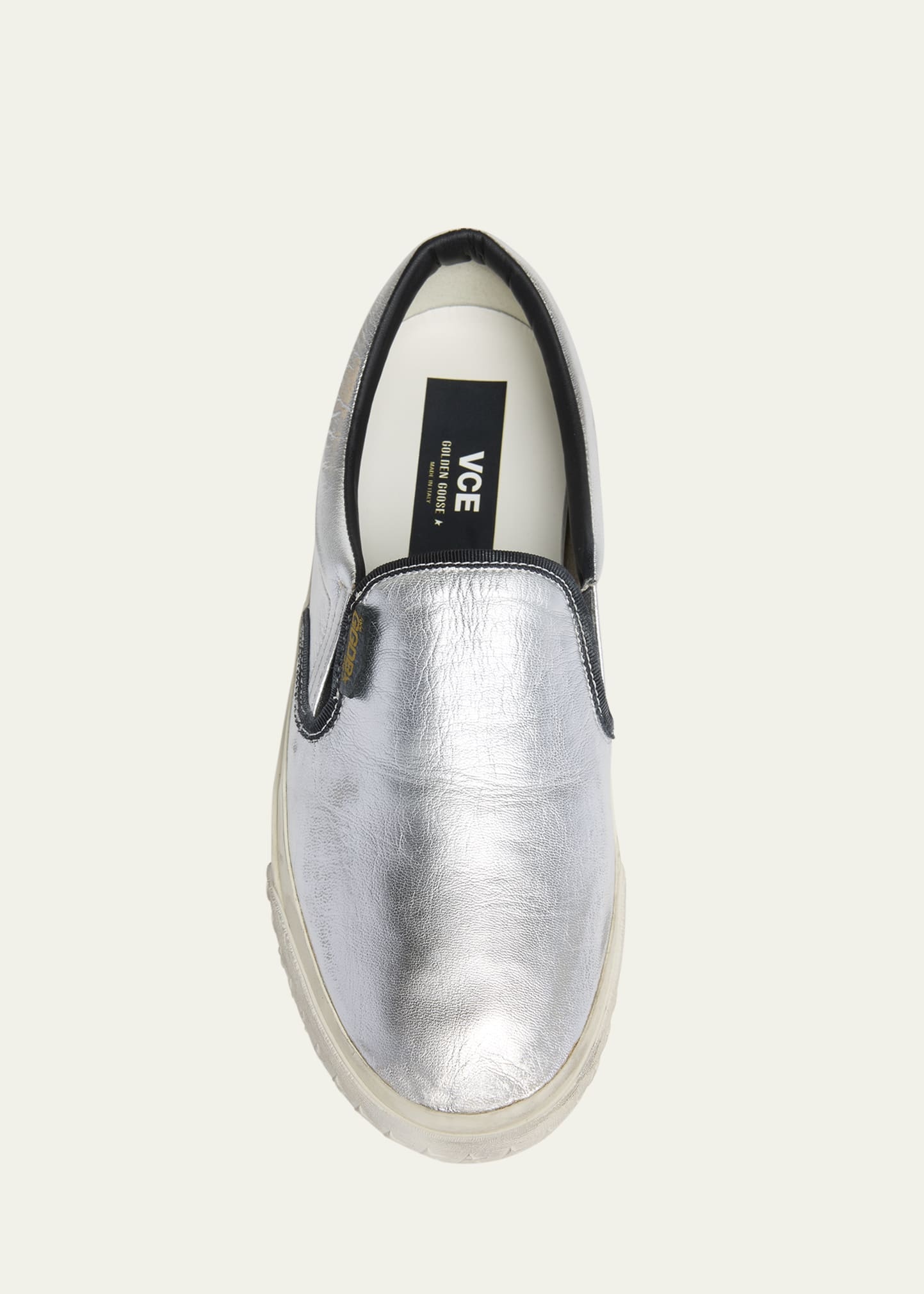Men's Laminated Leather Slip-On Sneakers - 5