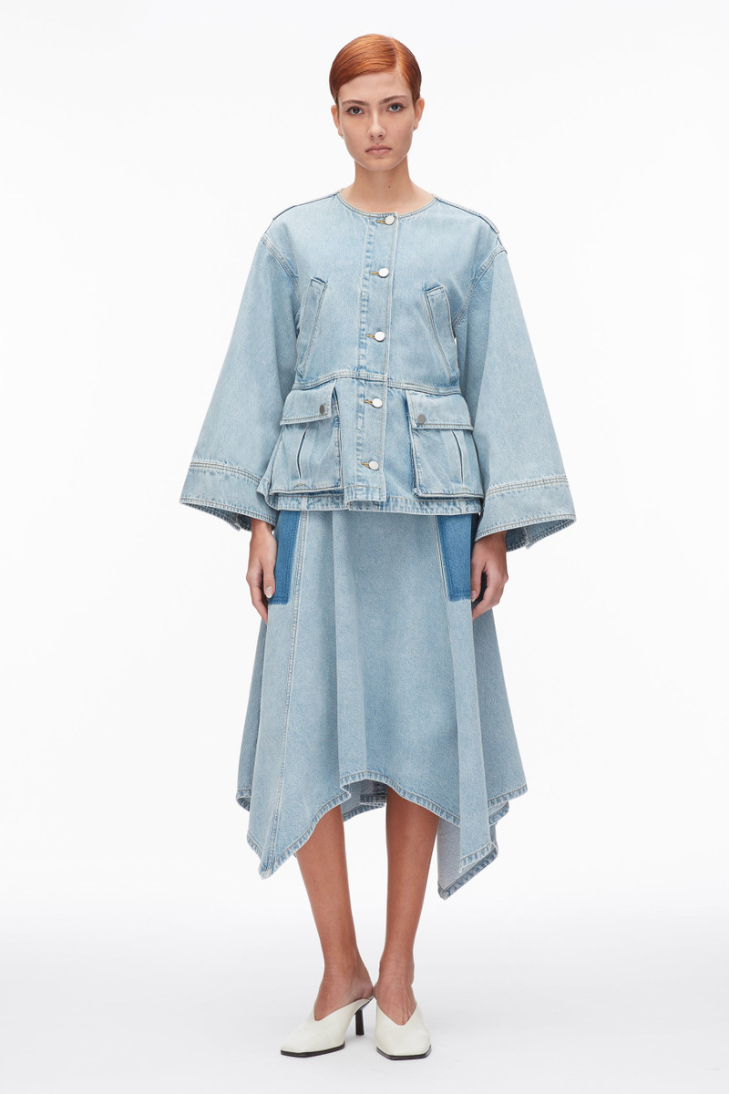 3.1 Phillip Lim Collarless Trapeze Denim Jacket outlook