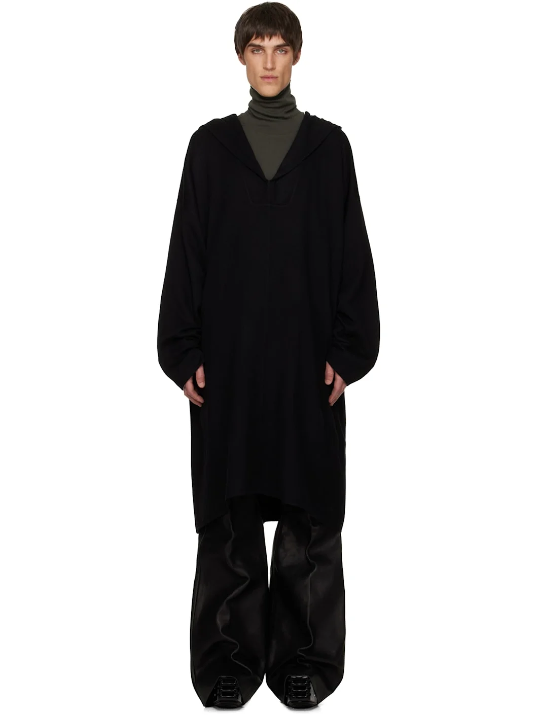 Black Concordians LS Knee Kaftan Coat - 1