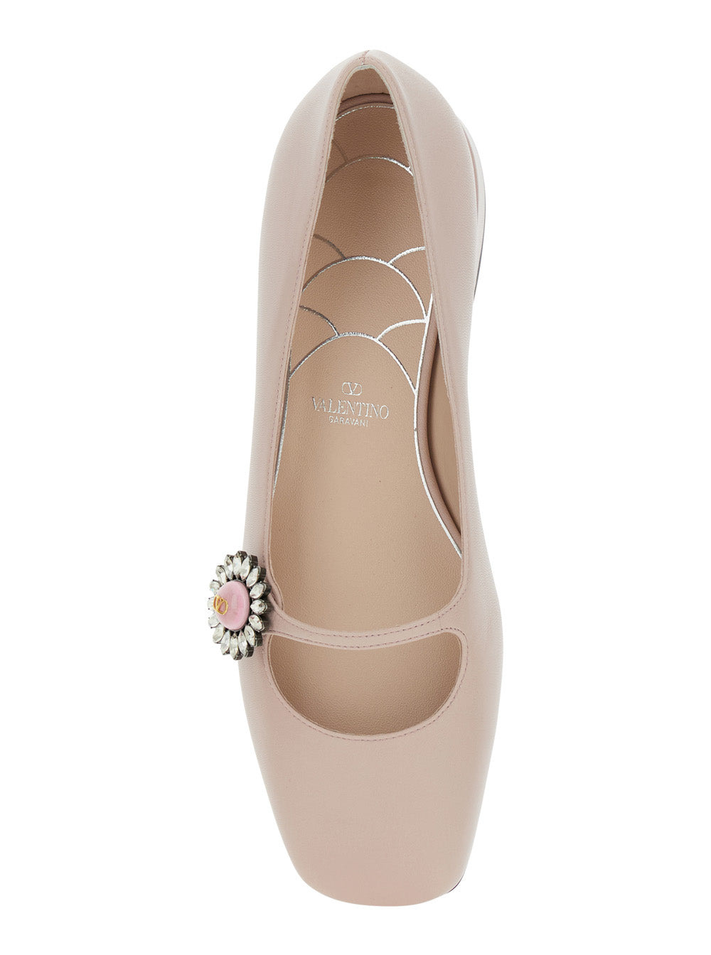 Valentino Garavani Women 'Preshoes' Pink Ballerinas With Decorative Plate And Low Laminated Heel In  - 4