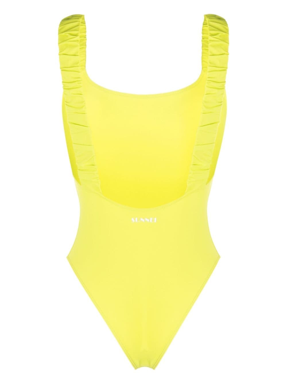 logo-print ruched swimsuit - 2