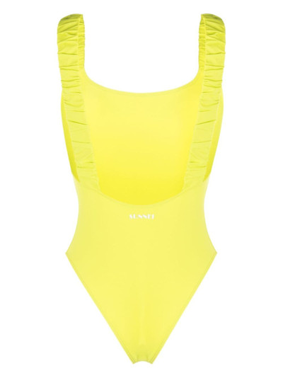 SUNNEI logo-print ruched swimsuit outlook