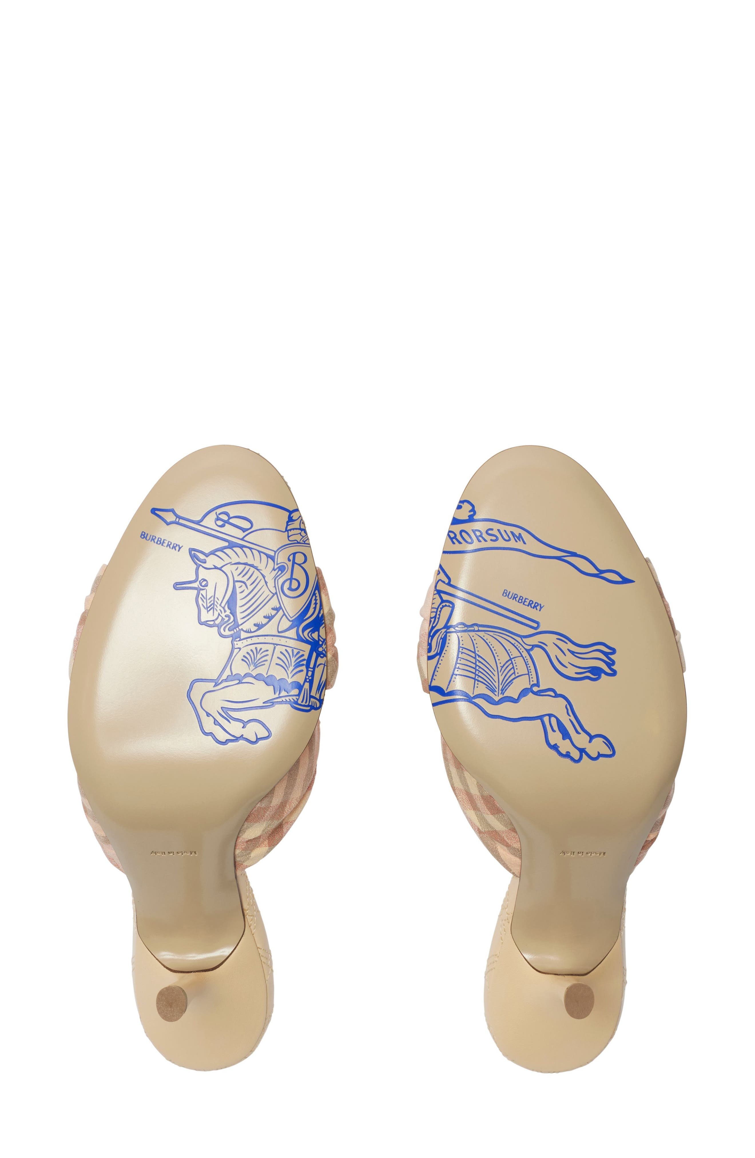 burberry Mews Check Rose Bow Slide Sandal in Teacup Ip Check at Nordstrom - 5
