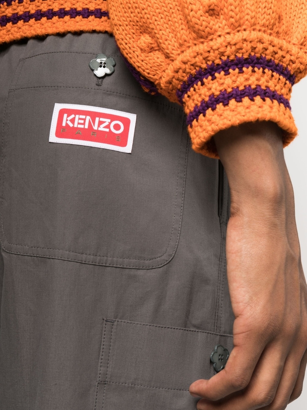 logo-patch straight-leg trousers - 5