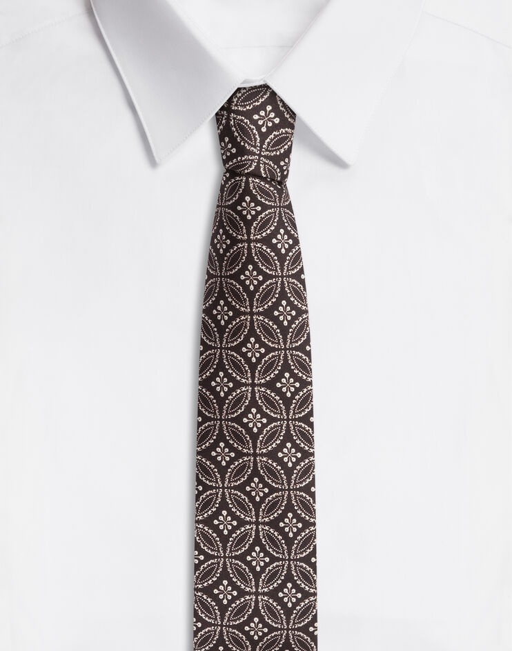 Tie-print silk jacquard blade tie (6 cm) - 1