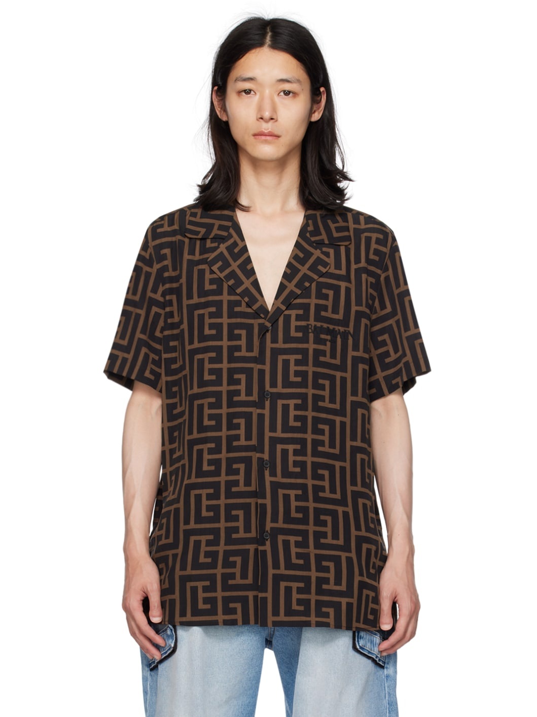 Brown & Black Printed Shirt - 1