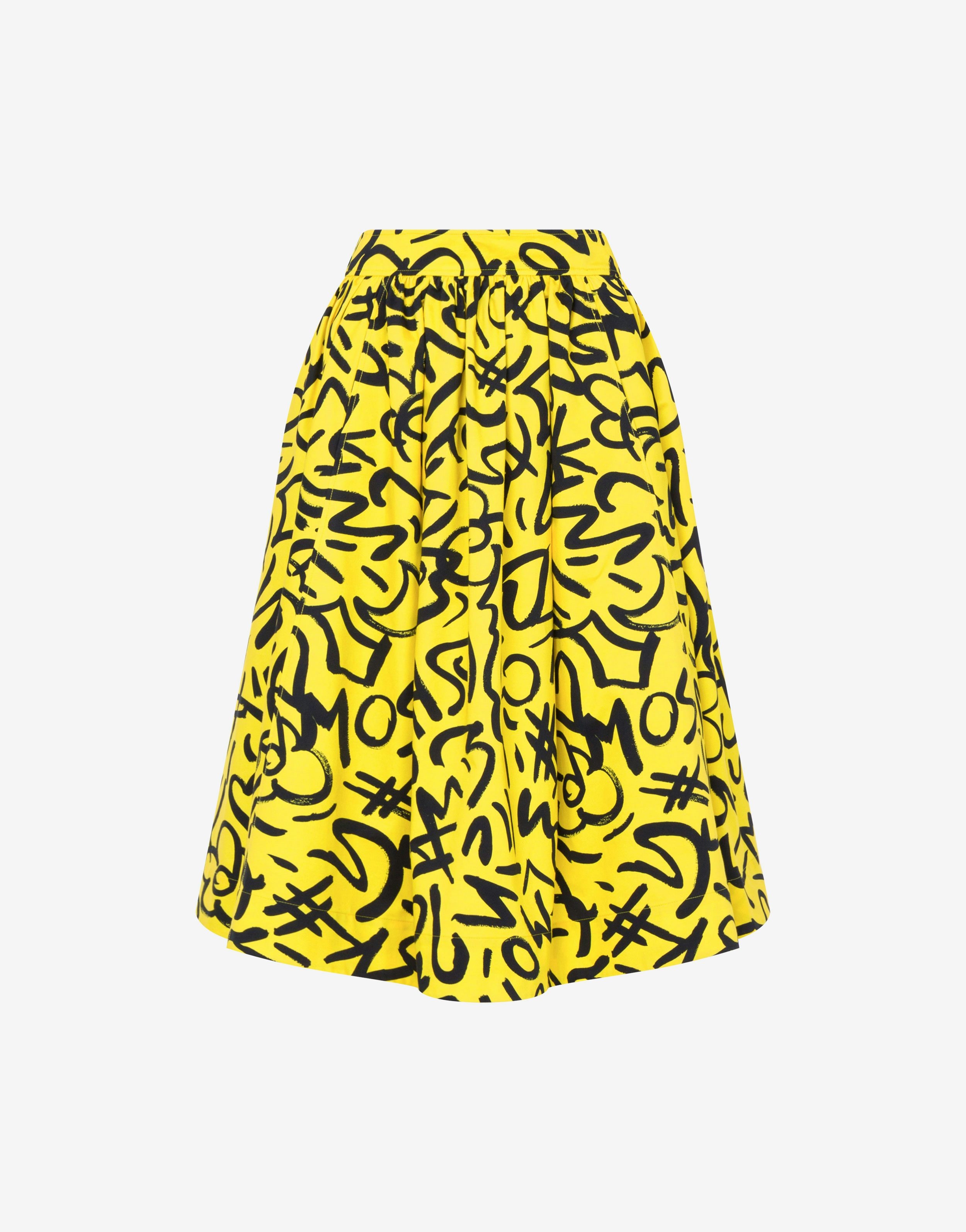 SCRIBBLE PRINT POPLIN SKIRT - 1