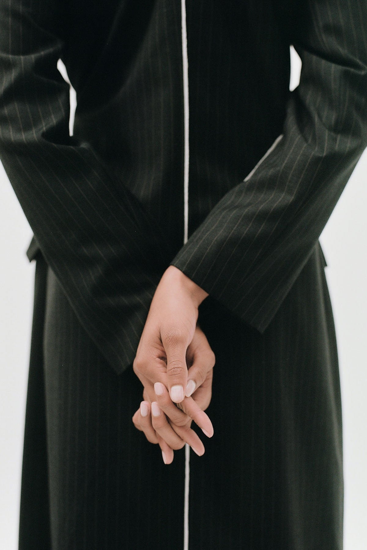 Pinstripe Maxi Coat - Black - 4