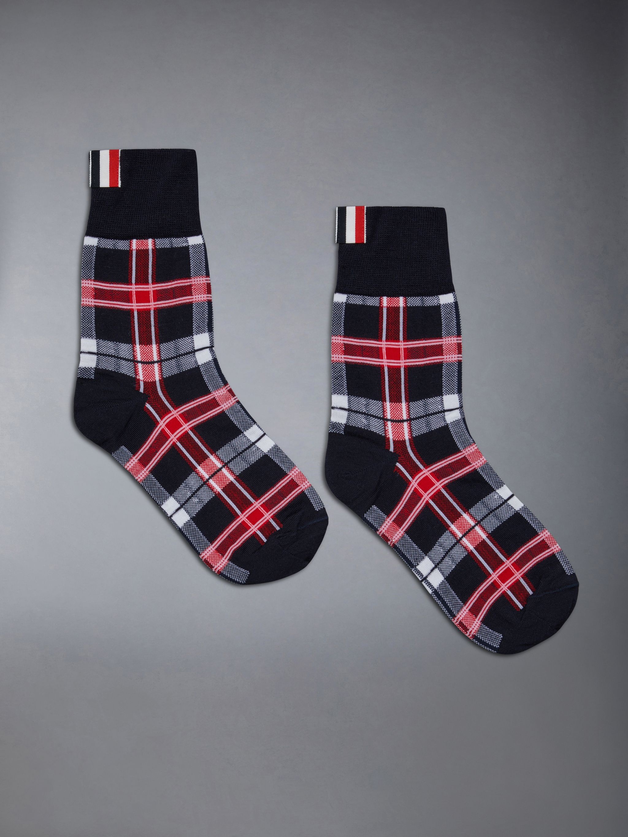Tartan Wool Jacquard Mid Calf Socks - 1