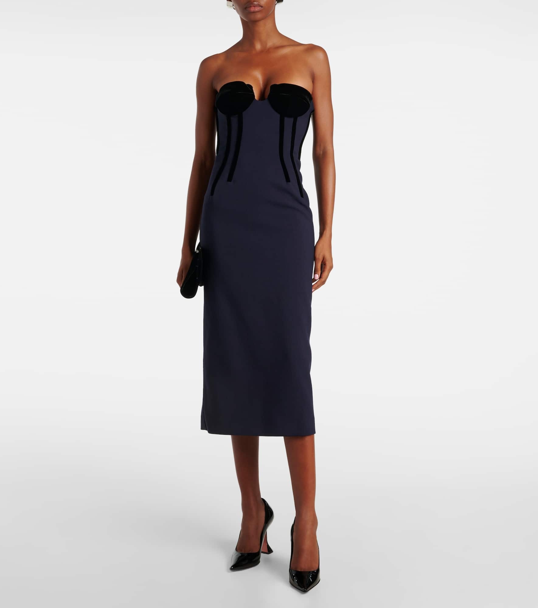 Anemone wool-blend bustier midi dress - 2