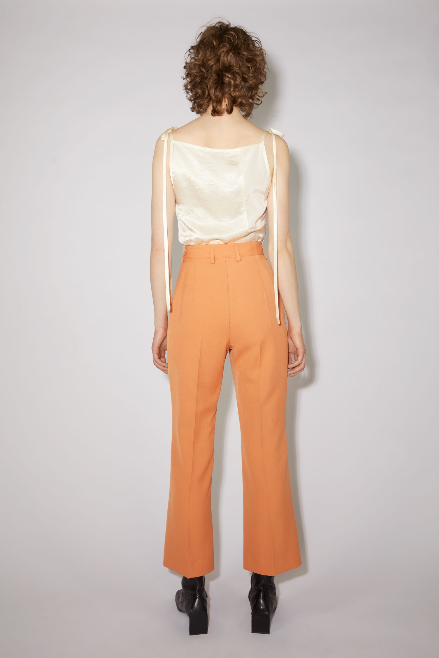 Flared wool-blend trousers - Salmon pink - 3