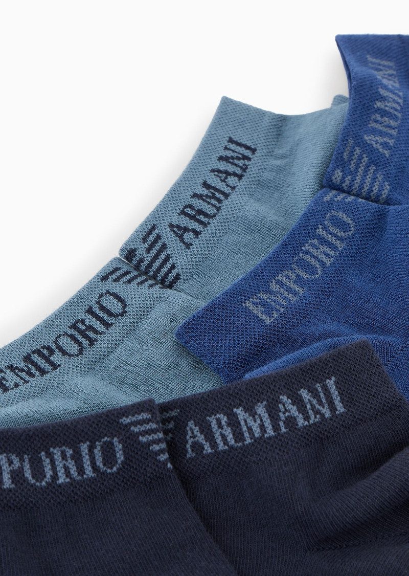EMPORIO ARMANI Three-pack of socks with jacquard Emporio Armani logo outlook