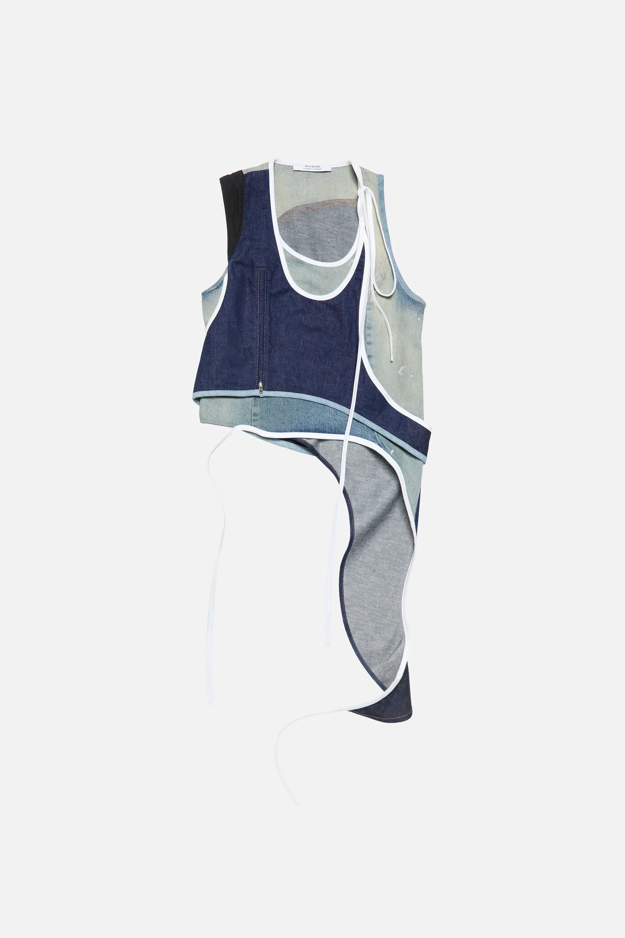 Asymmetrical Denim Vest - Indigo/blue - 1