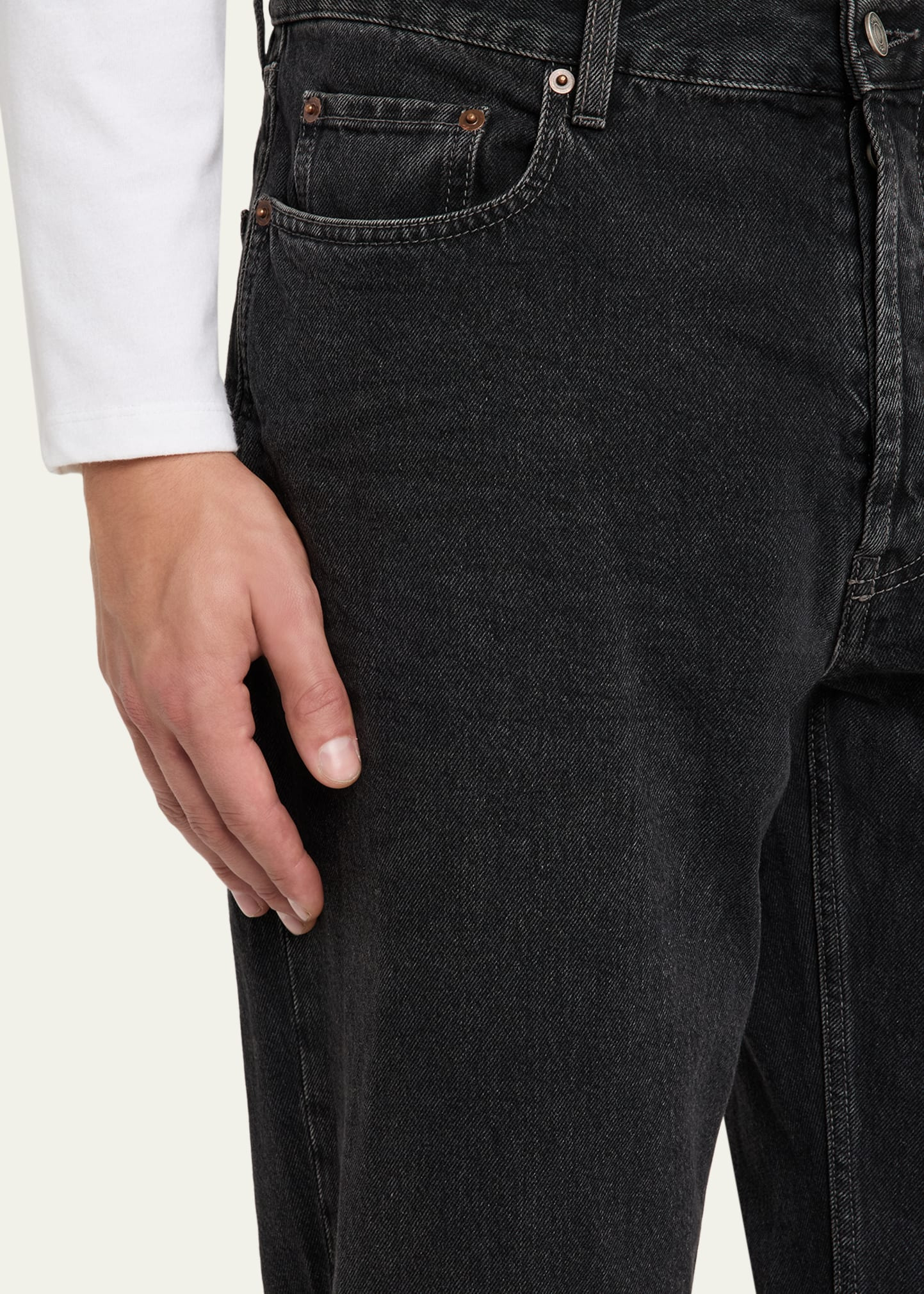 Men's Black Denim Straight-Fit Jeans - 5