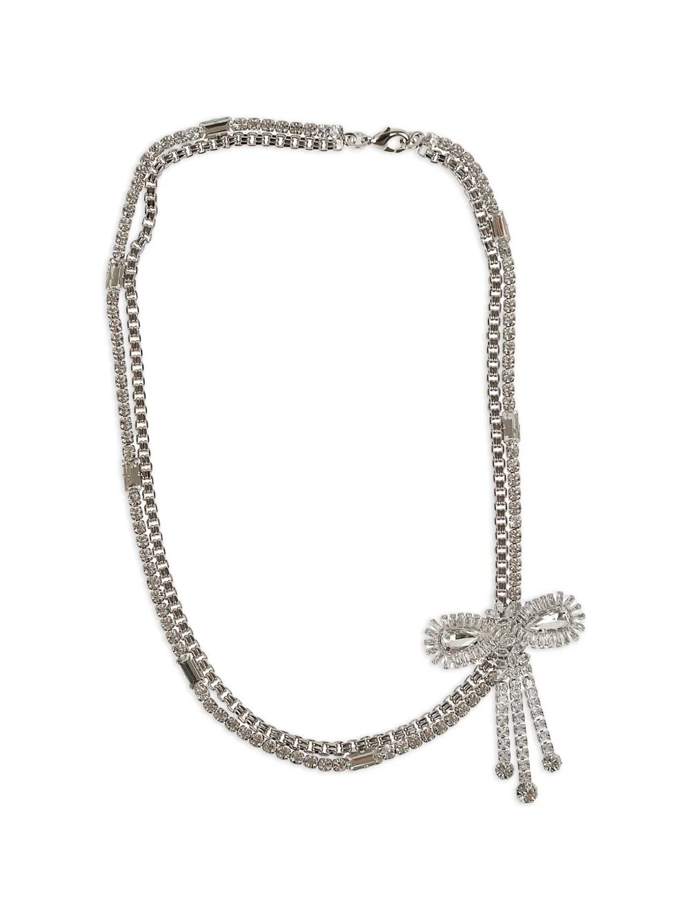 crystal-embellished bow-detail necklace - 1