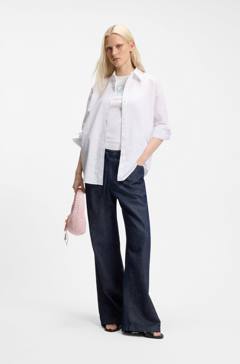 HUGO OVERSIZED-FIT BLOUSE WITH BURNOUT HEART PRINT outlook