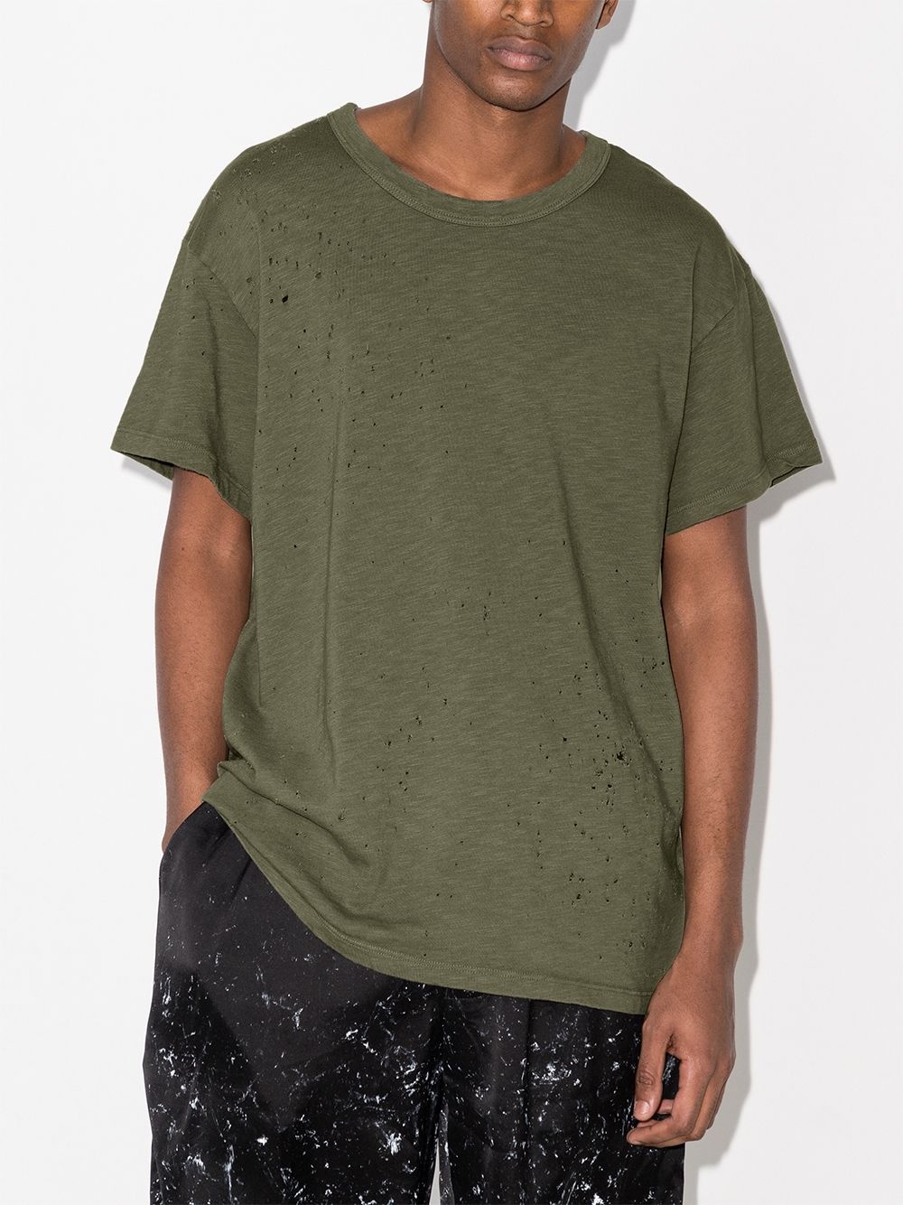 distressed perforated T-shirt - 2