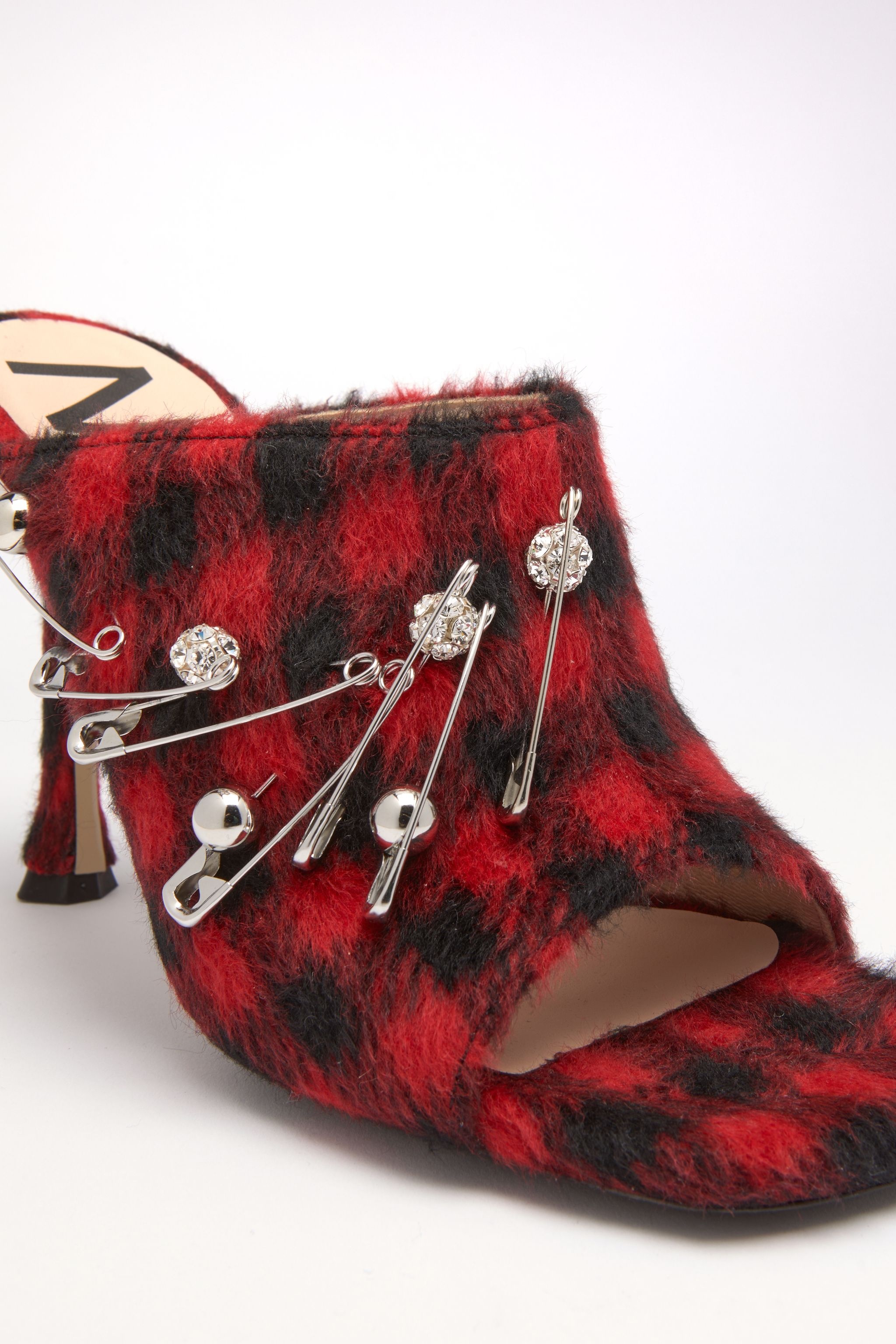 EMBELLISHED TARTAN MULES - 5