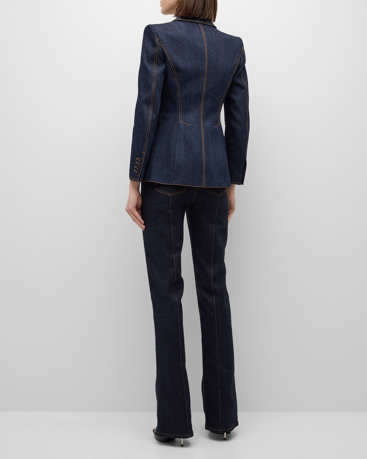 Alexander McQueen Denim Blazer with Lace Up Detail